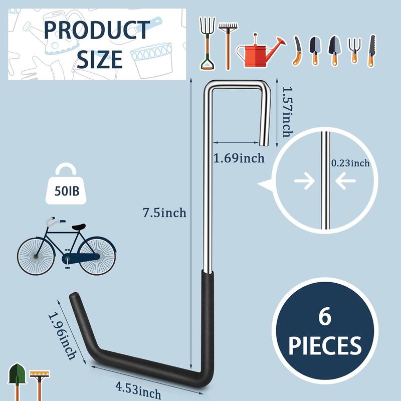 TikTok Shop 6 Pack Heavy Duty Rafter Hooks for Hanging Vinyl Coated Large S Hooks for Hanging Ladder Bike Hangers Garage Storage Organizer Black