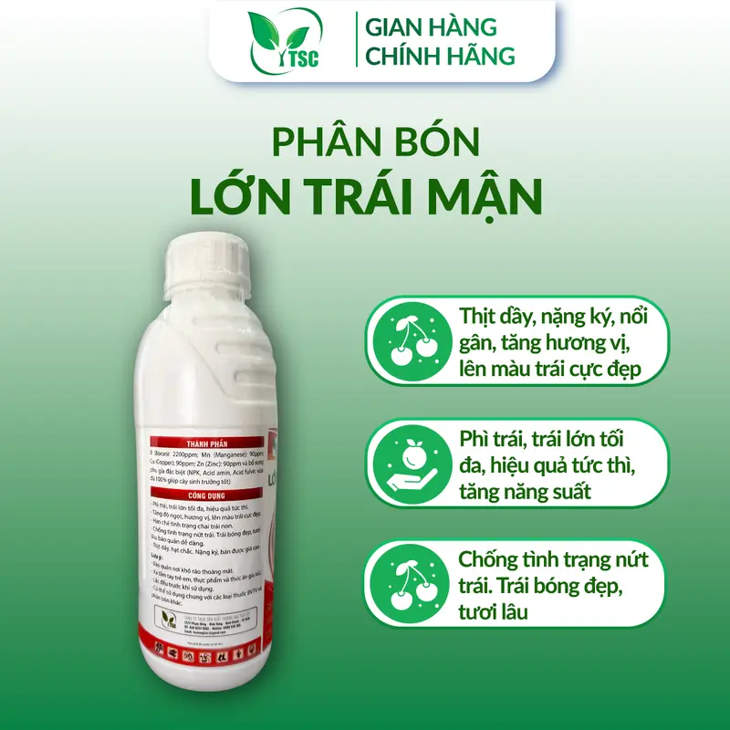 Phân Bón Lớn Trái Mận Thụy Sỹ, Phì Trái Tối Đa, Siêu Nặng Ký, Trái Bóng Đẹp, Mùi Thanh - Chai 1 lít 4