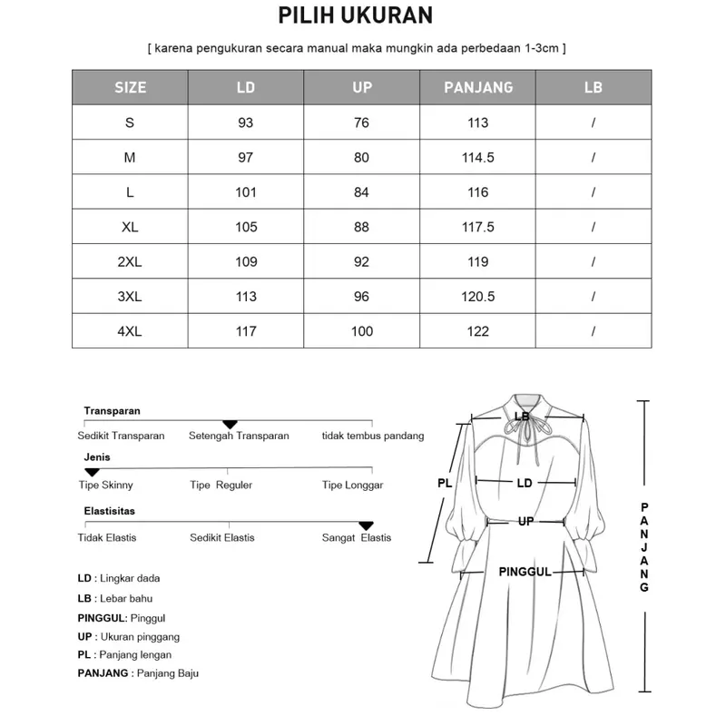 FADFAD Gaun Lengan Panjang Model Balon Motif Cetak Unik Dengan Bentul Leher U 5