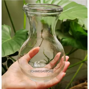 ICHIMEGASTORE Pitcher Kaca Tanpa Gagang 540 ml Teko Non Handle Vas Bunga Kaca Decanter Coffee Maker