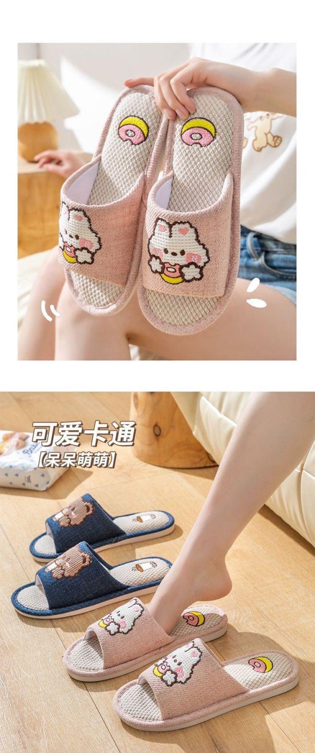 Product Introduction of Dép Vải Lanh,Dép Văn Phòng Đi Trong Nhà Hình Thỏ Donus & Gấu Trà Sữa Siêu Dễ Thương Cao Cấp New2025 - 4 Màu Sắc Cute - Slipper 18