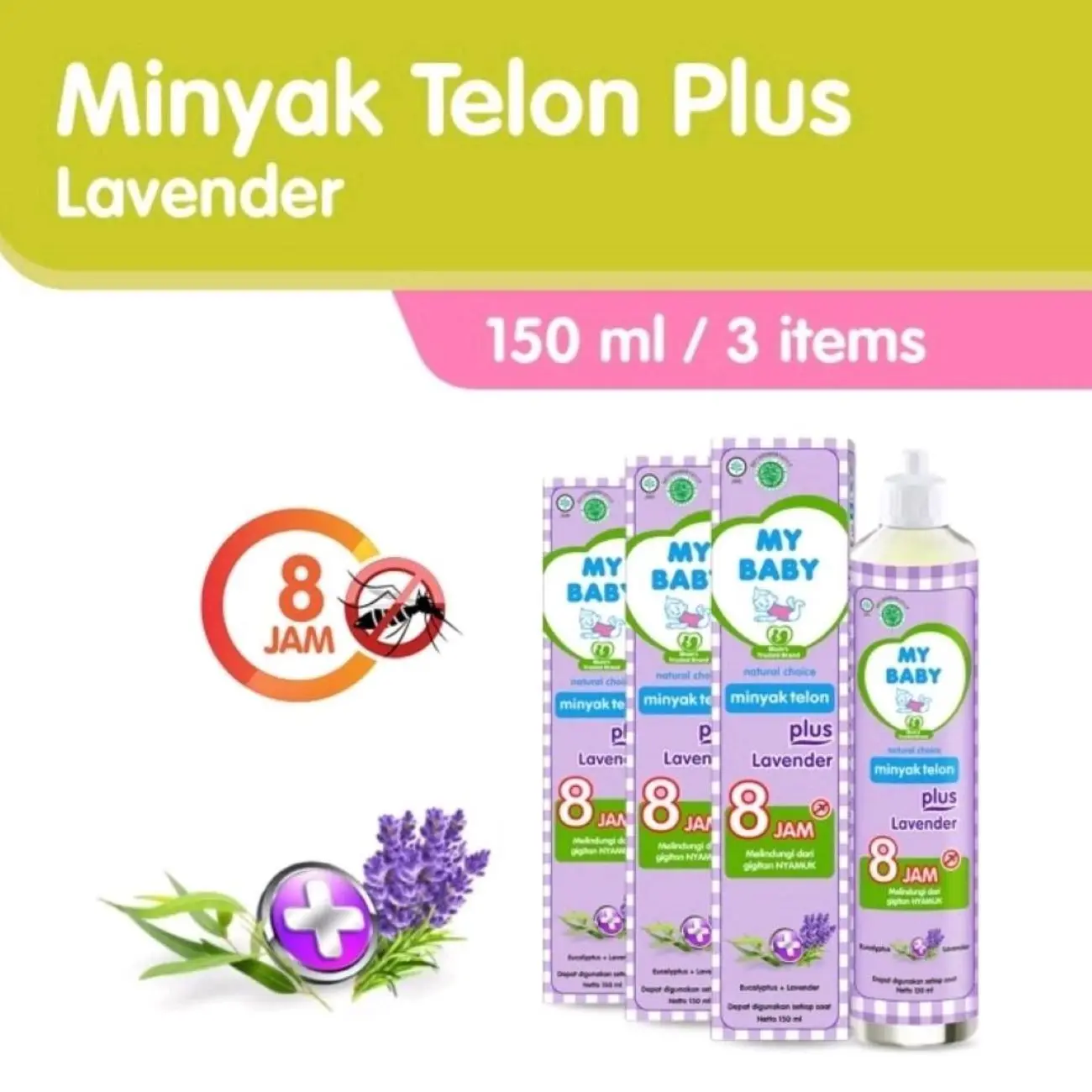 My Baby Telon Lavender 150ml isi 3pcs Menghangatkan Bayi Organic Tanpa Bahan Kimia sabun