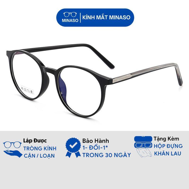 Gọng kính cận cốt kim loại mắt kính không độ nam nữ form tròn cao cấp bảo vệ mắt chống ánh sáng xanh và tia UV400 thời trang phong cách Hàn Quốc 514