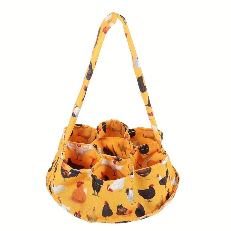 Product Introduction of Chicken Pattern Canvas Storage Basket, 1 Count Egg Storage Basket with 7 Pockets, Fresh Egg Storage Basket, Home Organizer for Garden, Shelf Baskets 5