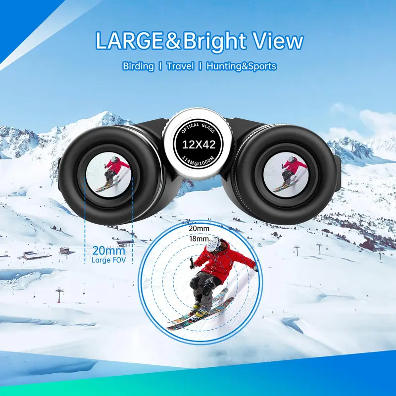 12x42 Professional Binoculars, Waterproof Metal Binoculars, High Definition Binoculars for Bird Watching, Camping, Hiking, Outdoor 4