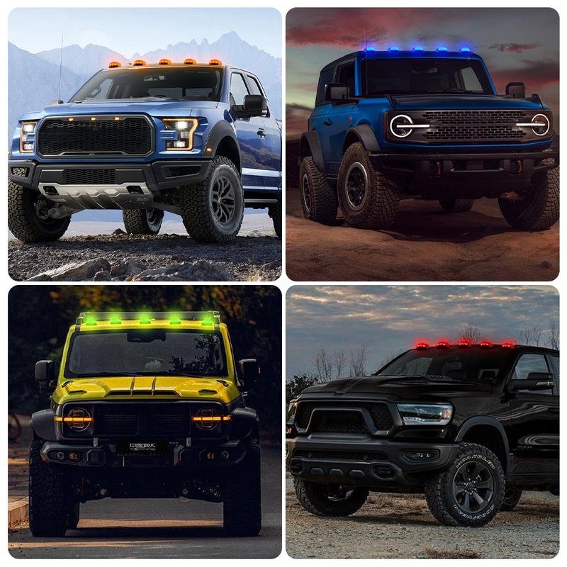 1PC Car Roof Lights Solar Powered Flashing Lights Yellow or 7 Colors Cab Punch-Free Phone App Control Wireless Or Truck #472360 6