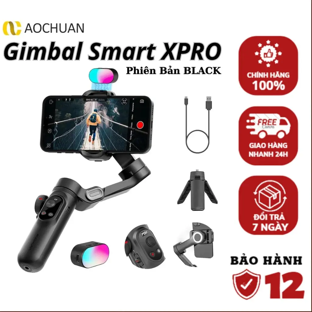 Gimbal Smart X Pro Gậy quay phim, chụp ảnh chống rung điện thoại theo dõi chuyển động khuôn mặt, cơ thể