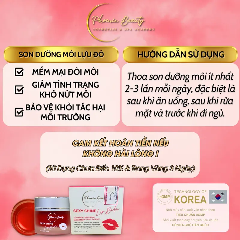Son dưỡng môi Collagen Lựu Đỏ Phoenix Beauty - Nụ hôn ngọt ngào cho đôi môi mềm mại, căng mọng Skincare 3