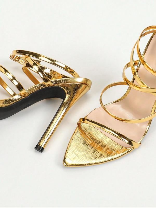 Women's Fashionable Criss Cross Strap Stiletto Sandals, Elegant Pointed Toe High Heel Sandals for Party, Banquet, Fashionable Shoes for Daily Wear, Valentine's Day, Gift 5