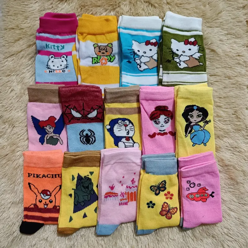 1 Lusin Kaos kaki Panjang Anak Usia 2-8 Tahun Motif Random anak-anak cotton perempuan  unisex  Bayi Laki-Laki 4