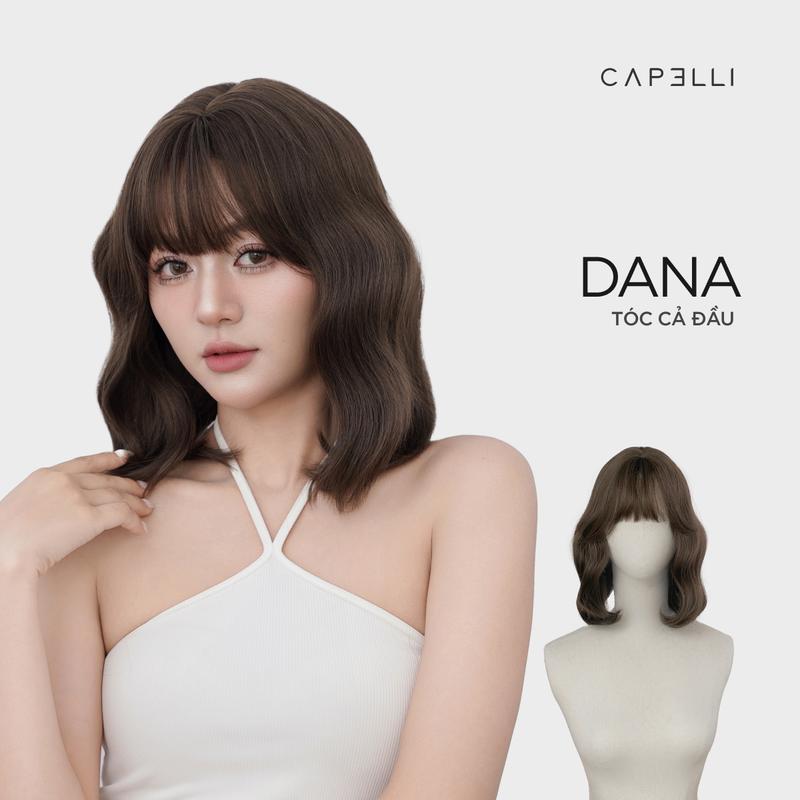 Tóc Giả Nguyên Đầu CAPELLI Xoăn Sóng Ngắn Mái Thưa Nâu Lạnh Dana Wig