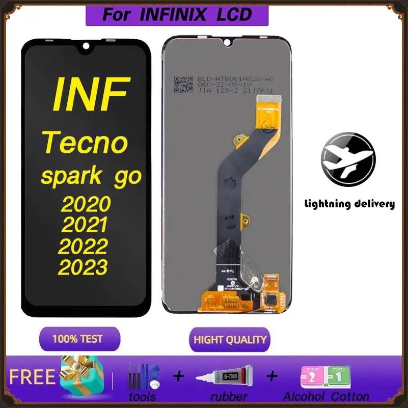 Pemasangan Skrin Paparan Infinix Tecno LCD Spark go, Spark go2020, Spark go2021, Spark go2022, Spark go2023, Penggantian, Telefon Bimbit, Telefon Pintar, Pemasangan, TFT, Kualiti, dengan Gam dan Alat Percuma Mobile Phone