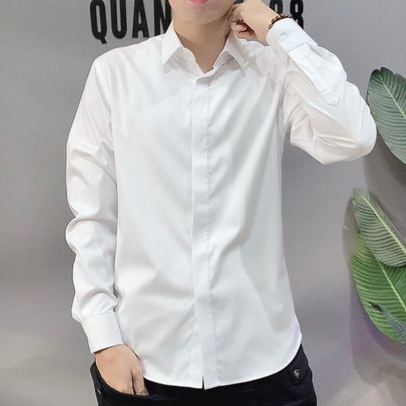 Áo sơ mi  Nam ,Nữ  cổ bẻ ,tay dài ( Quân còi 1988 )chất Lụa ướt mã SM-113 Menswear Cổ Tròn Shirt Có Cổ