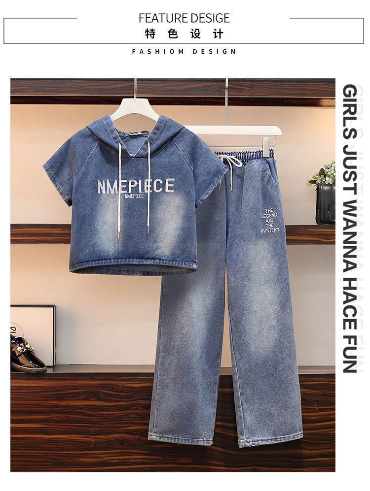 Product Introduction of Bộ Đồ Hai Mảnh Denim, Thời Trang Mùa Hè, Quần Dài Co Giãn, Áo Khoác Có Mũ Trùm Đầu, Ống Rộng Của Phụ Nữ, Phong Cách Hàn Quốc, Dáng Rộng Rãi Và Bó Sát, Thời Trang Women Top 8