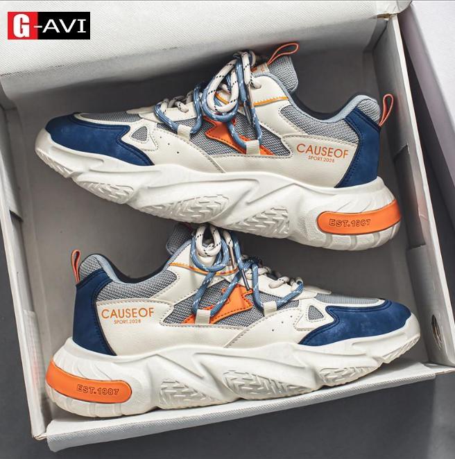 G-AVI Giày Sneaker Nam Mẫu Mới Hot Trend 2024 Kiểu Dáng Trẻ Trung Năng Động Cá Tính Mã 207 Shoes Đế Bằng Hoa Dây Buộc Mùa Bốn Mùa