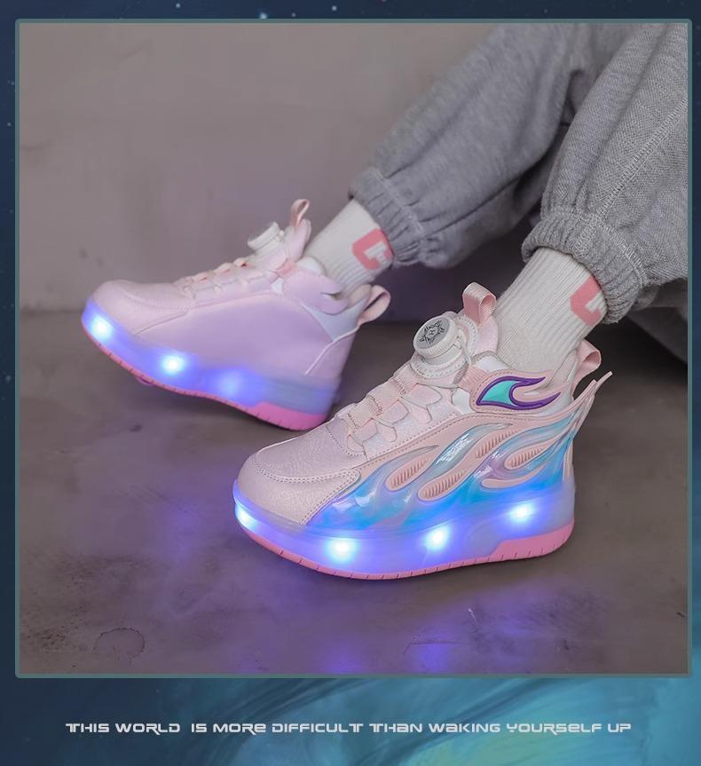 Product Introduction of In Stock Children's Heelys Detachable Skate Shoes Boys and Girls Roller Skates Heelys Boys 2024 New Summer Children's Pulley Sneaker Skates Double Wheel Breathable Walking Shoes Boys 17