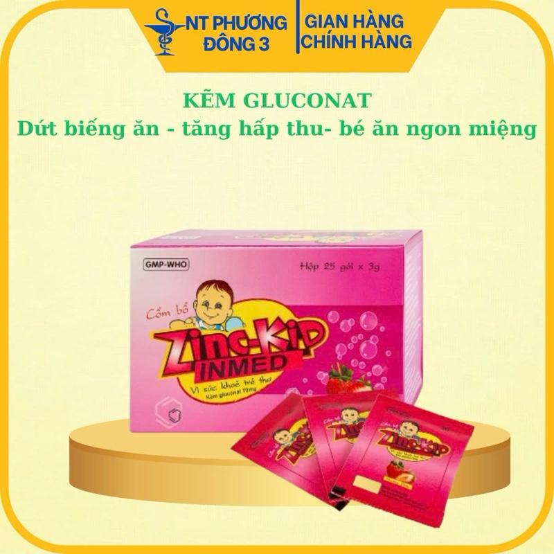 Cốm bổ sung kẽm Zinc Kid Inmed.Bổ Sung Kẽm,Hương Dâu Cho Bé. Hỗ trợ chống còi xương, Tiêu Hóa Tốt,Ăn Ngon,Tăng Miễn Dịch Em bé, hộp 25 gói Vitamin Men Vi Sinh