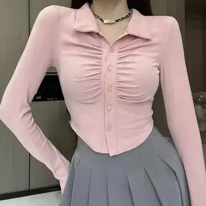 RQ - JULY Top Blouse Kerut Kancing Slim Body Fit