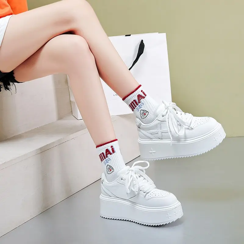Giày Nữ Thể Thao Full Trắng Độn Đế 6cm FullBox Cao Cấp FUUTARA Sneaker Sport 4