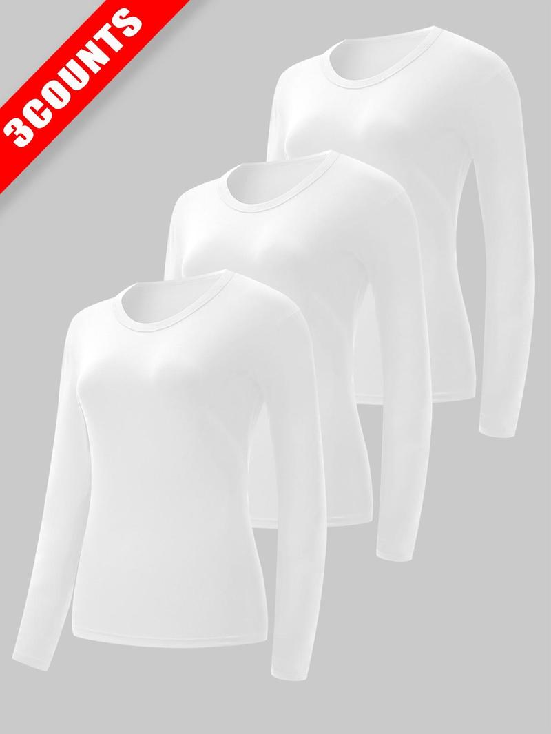 Product Introduction of Women's Solid Long Sleeve Thermal Underwear Top, Casual Comfy Warm Sports Top for Daily Wear, Ladies Sportswear for All Seasons 7