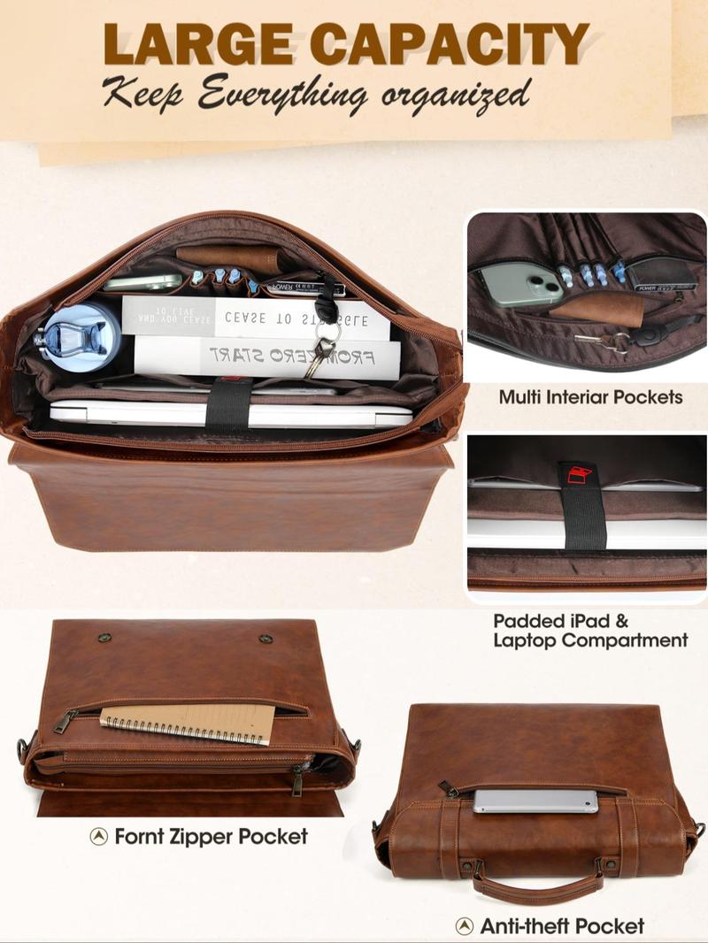 Product Introduction of Men's Elegant Vintage Solid Color Briefcase, Fashionable Large Capacity Laptop Bag, Casual Trendy Versatile High-quality Daily Commuting Bag 6