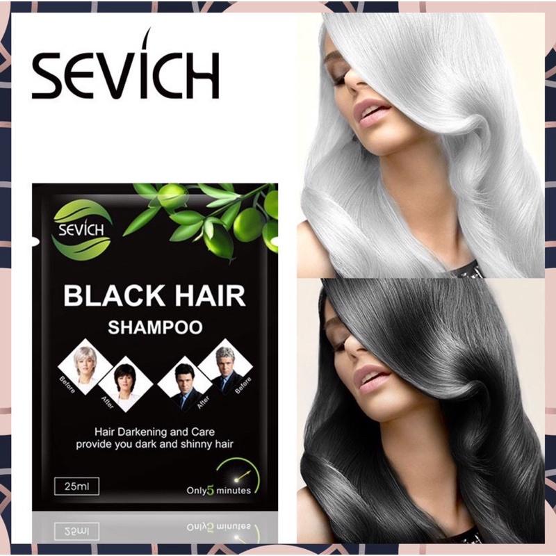 Thuốc Nhuộm Tóc Màu Đen Dạng Gội Sevich 1 gói 25ML Tinh Chất Tự Nhiên 2