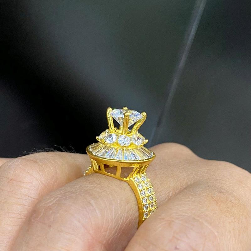 Nhẫn nữ hoàng tròn hột cao màu vàng 610 ( đồng vàng  ) 2