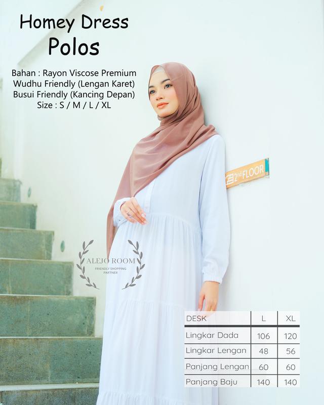 NASHWA Wear - BLACK and WHITE Dress Series POLOS Couple Ibu dan Anak - Katun Rayon Premium Gamis Muslim 7