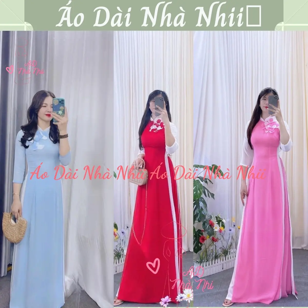Áo dài 4 tà áo dài đính hoa dự tiệc sang chảnh chất lụa cao cấp- áo dài Tuệ Nhi tà xéo siêu xinh trang trọng thướt tha