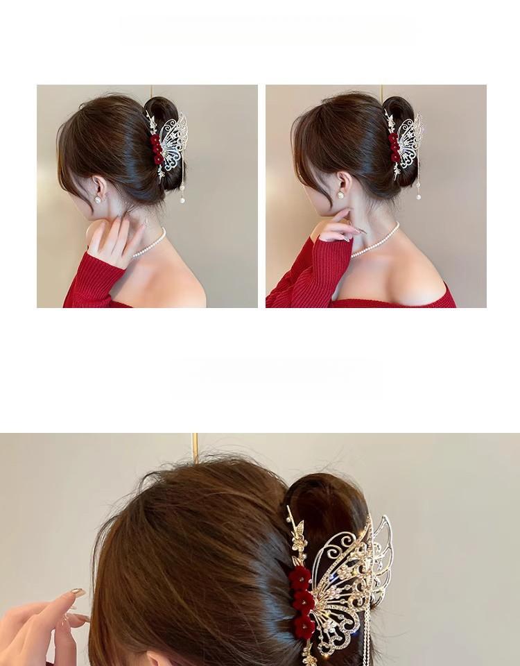 Product Introduction of Kẹp Tóc Càng Cua Tua Rua Hình Bướm Sau Đầu Màu Đỏ Thời Trang Tinh Tế Cho Nữ, Phụ Kiện Tóc Người Nổi Tiếng Trên Internet Cao Cấp, Kẹp Cá Mập Mới, Kẹp Tóc Thiết Kế Độc Đáo Kẹp Tóc Kim Loại, Năm Mới, Phụ Kiện Thời Trang kẹp  nơ 1