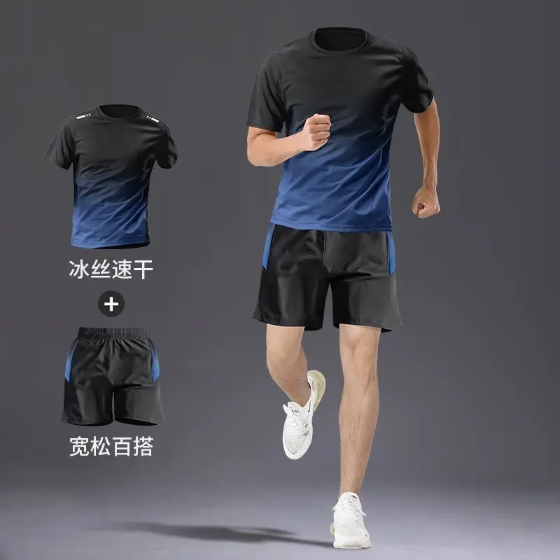 Bộ Quần Áo Quần Áo Thể Thao Tập Thể Dục, Bộ Sưu Tập Năm 2025, Thích Hợp Chạy Bộ, Mỏng Và Nhanh Khô, Có Sẵn Trong Mùa Hè, Áo Phông ngắn Tay Và Quần Đùi, Thích Hợp Để Tập Bóng Rổ 2