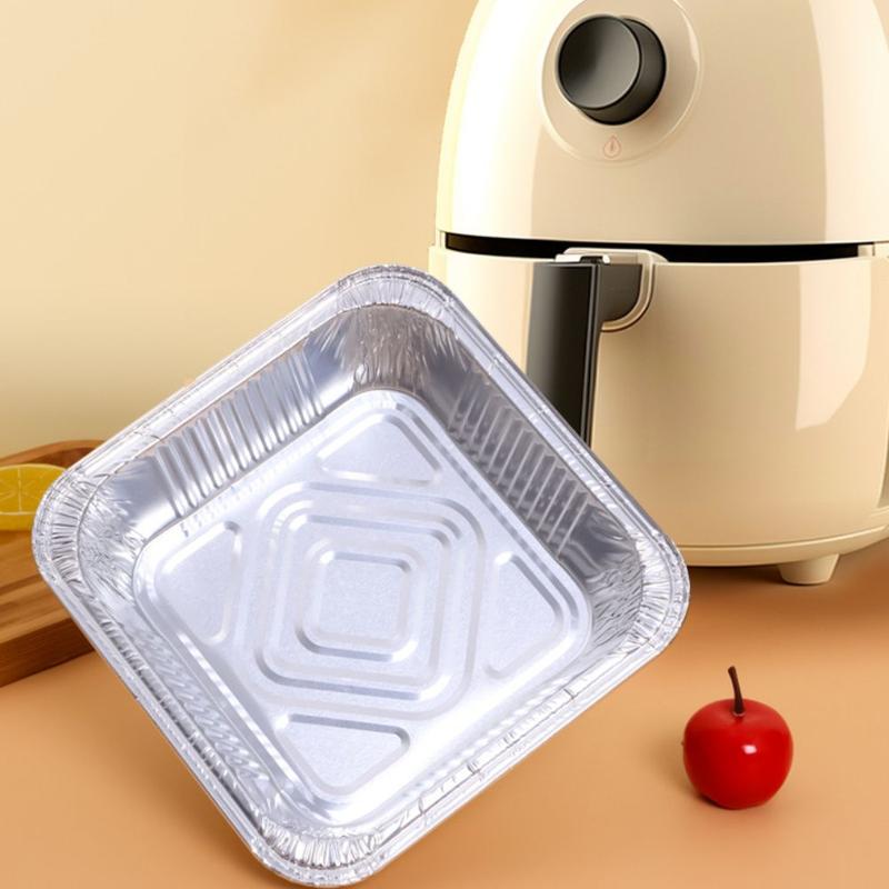 Khay Giấy Bạc Nhôm Nồi Chiên Không Dầu Dùng Một Lần, Hình Vuông, Thích Hợp Cho 10 / 20 / 30 Cái, Khay Giấy Bạc Thiếc Chống Thấm Dầu, Hộp Thiếc Giấy Bạc Nhôm, Dùng Để Nướng Nướng, Hàng Mới Về, Pingchu 1