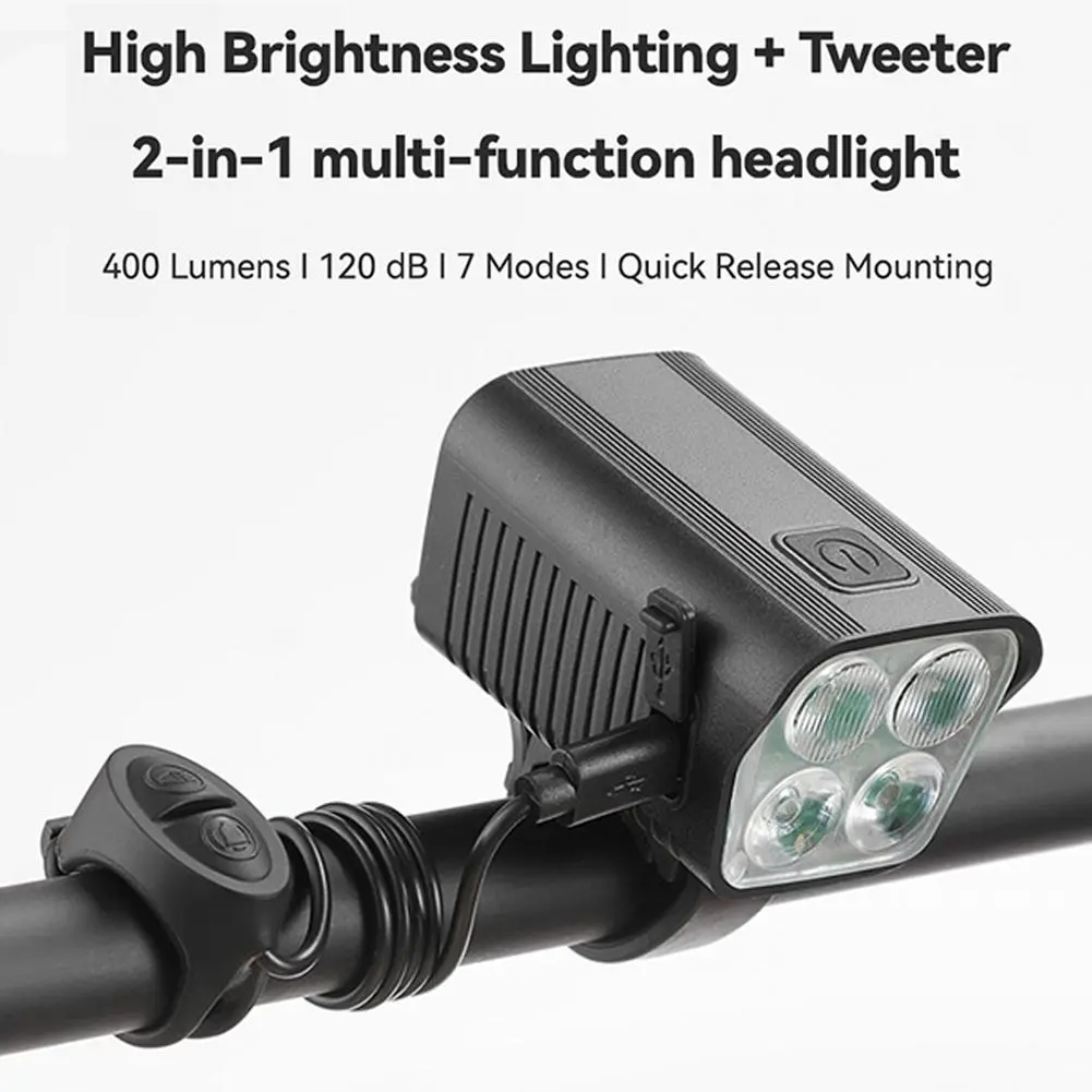 Đèn xe đạp, Có Còi, Có Thể Sạc Lại USB, Đèn hậu MTB LED, Đèn pha đi xe đạp ngoài trời, Phụ kiện xe đạp