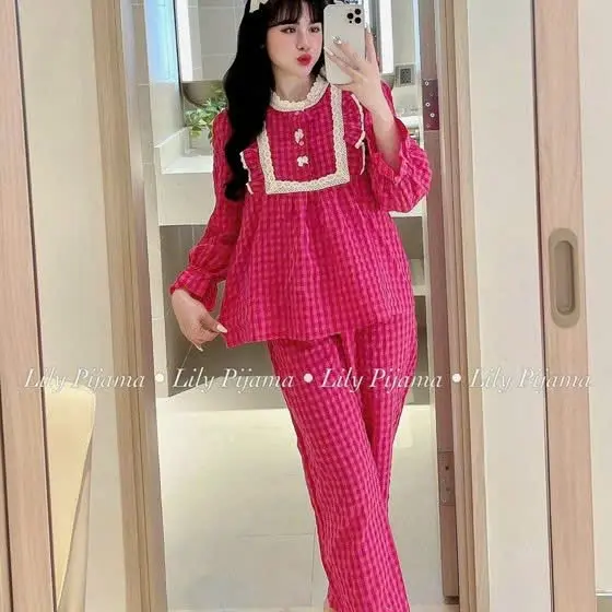 Đồ Bộ Bầu Và Sau Sinh Nhiều Màu , Đũi Hàn Dài , Ren Viền Vuông2 Nơ Nhỏ , Form Dễ Mặc , Siêu Nhẹ Mát