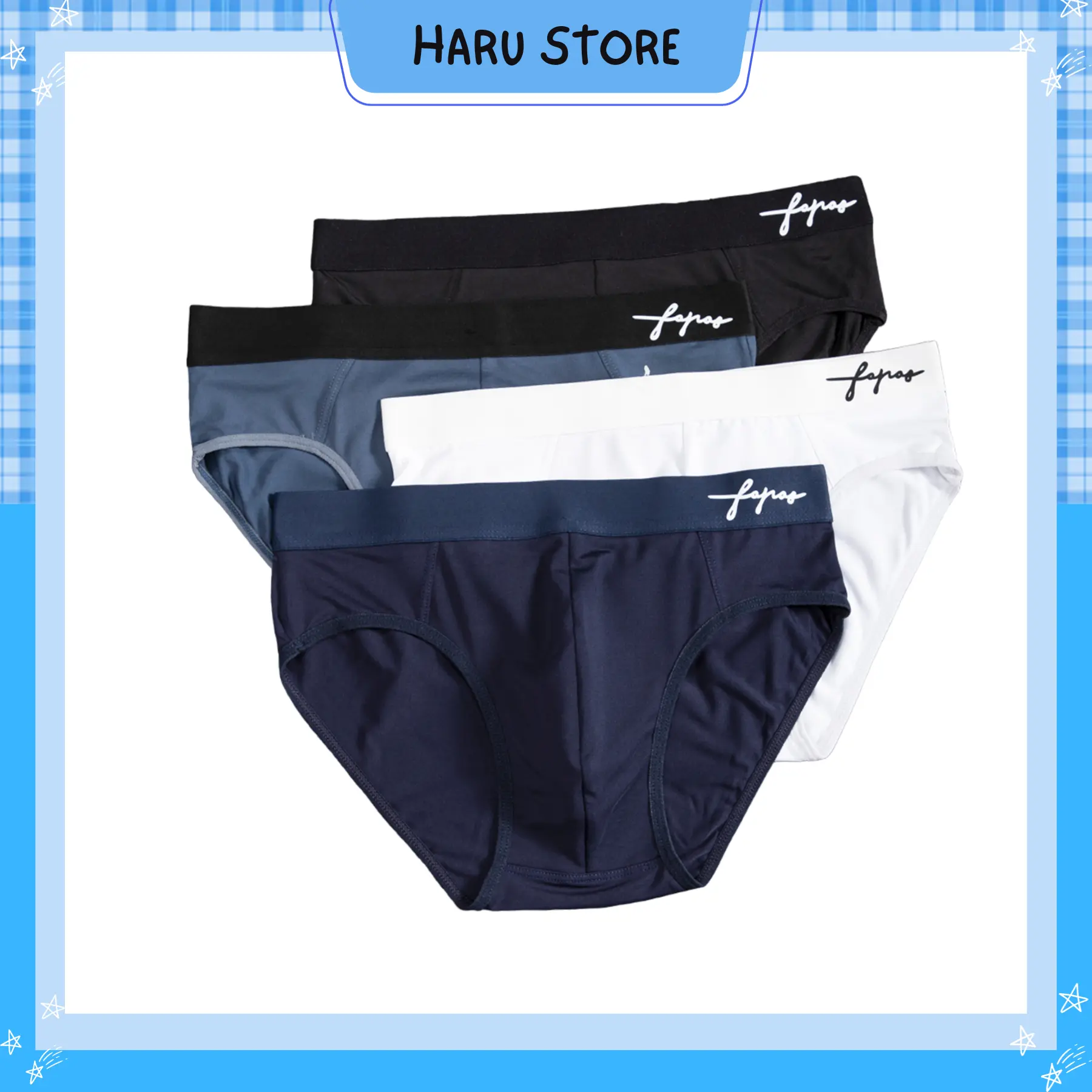 Combo 4,5,6 Quần tam giác chữ kí thun lạnh quần lót nam co giãn 4 chiều quần sịp chéo màu đen, trắng, xanh than, xanh nhạt Menswear , Boxer đolot  nam