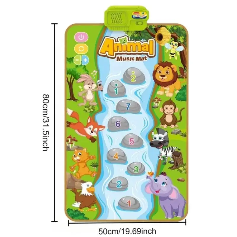 Cartoon Animal Pattern Dance Mat, 9 Key Piano 8 Animal Buttons Touch Learn Toy, Educational Learning Toy for 3+, without Battery 1