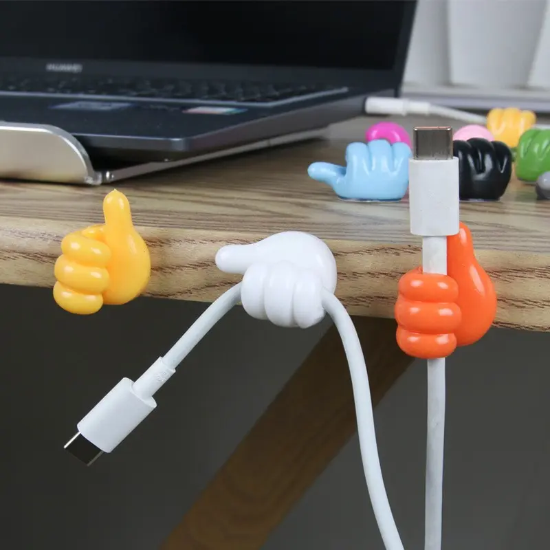 Thumb Hook Hub Creative Cute Data Cable Storage Fixed Cable Organizer Desktop Sorting Thumb Hook Adhesive