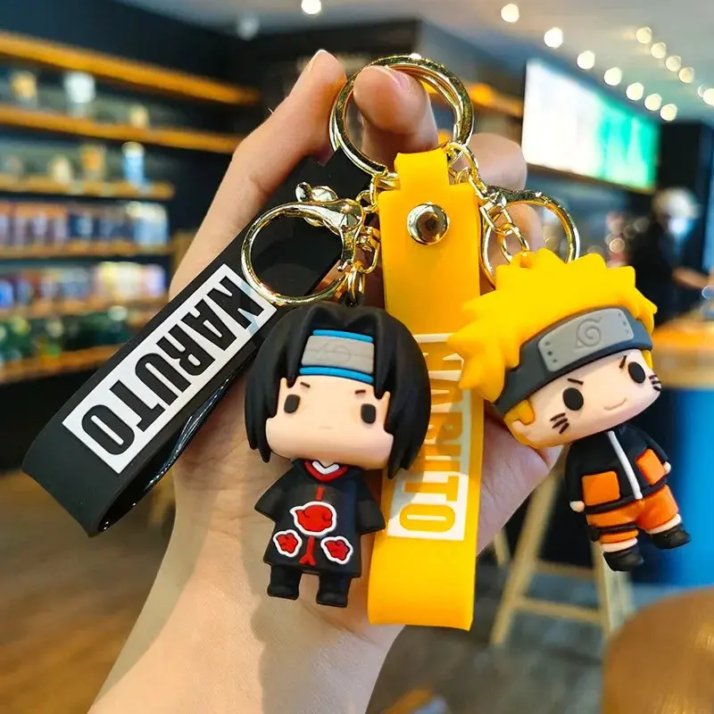 Anime Naruto keychain cartoon figures toy Uzumaki Haruno Sakura hyga Hinata Uchiha Itachi pendant model dolls for kids gifts boys