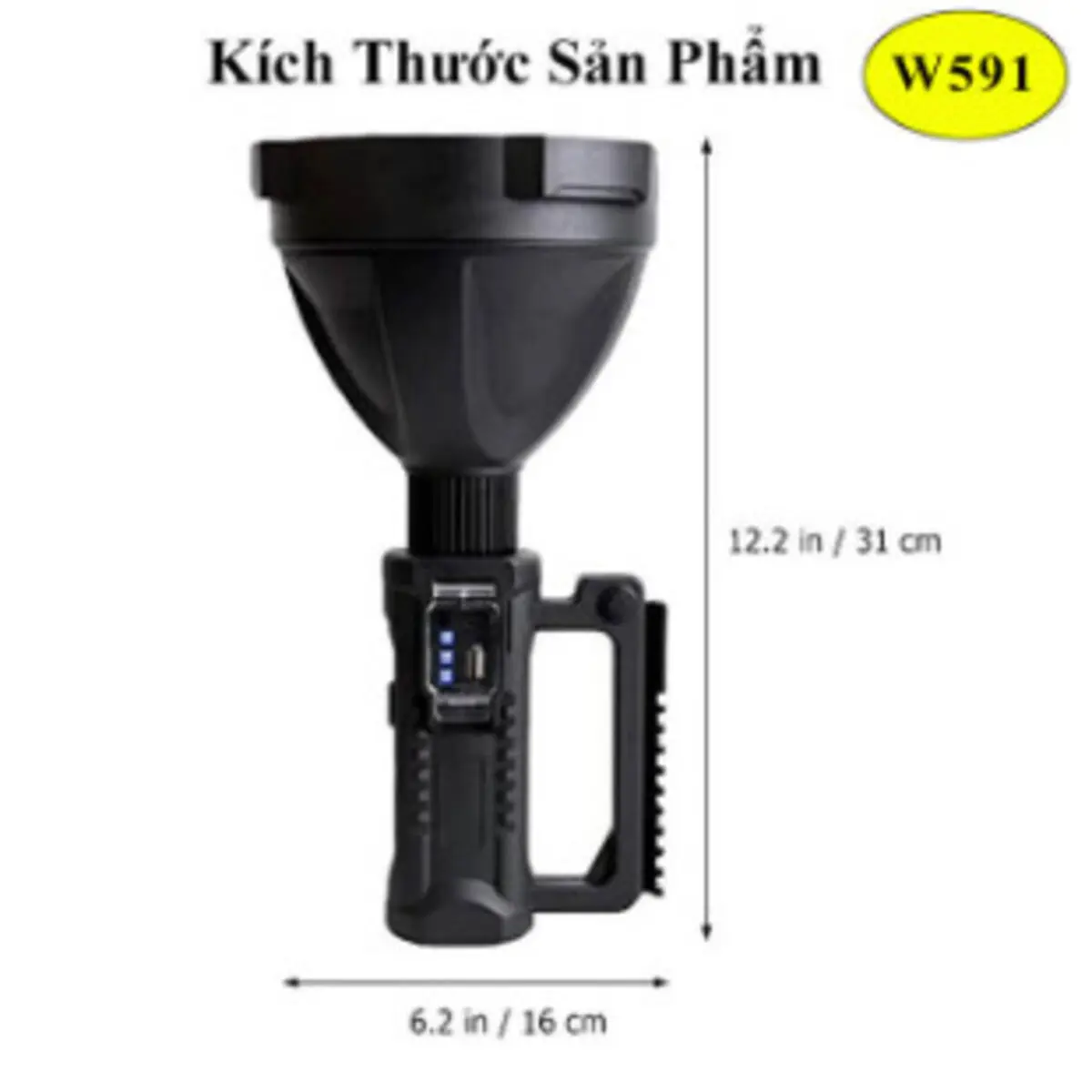 Đèn pin W591 cầm tay 4 chế độ ánh sáng. siêu to 31x16cm, chiếu xa 300-500m, pin 1-2 tiếng
