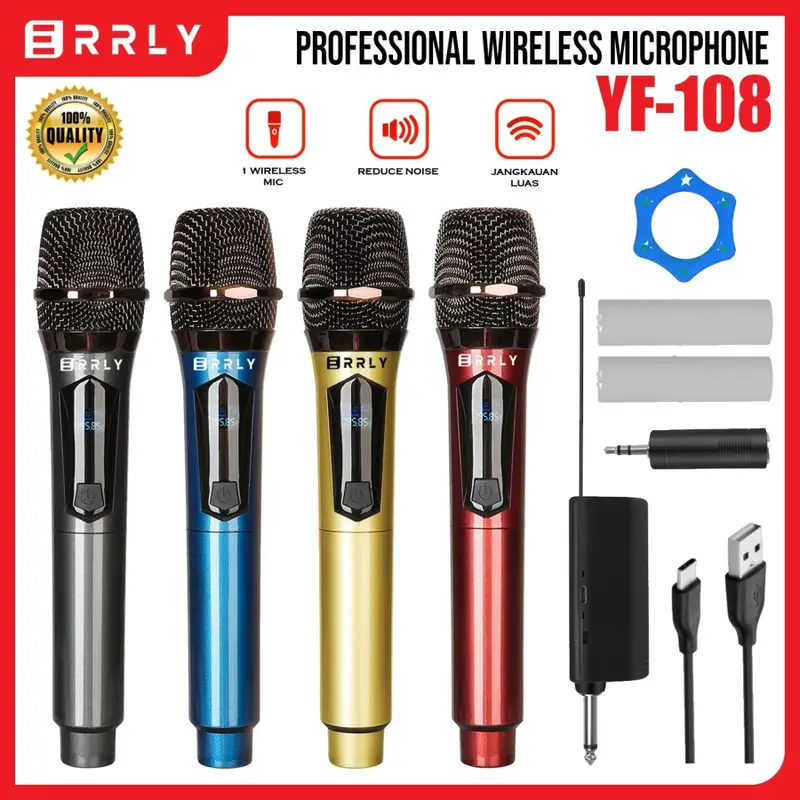 ERRLY YF-108 Mic Microphone Karaoke Profesional Wireless UHF Mic Chargeable Microfon YF108 KARAOKE KTV Charge 0