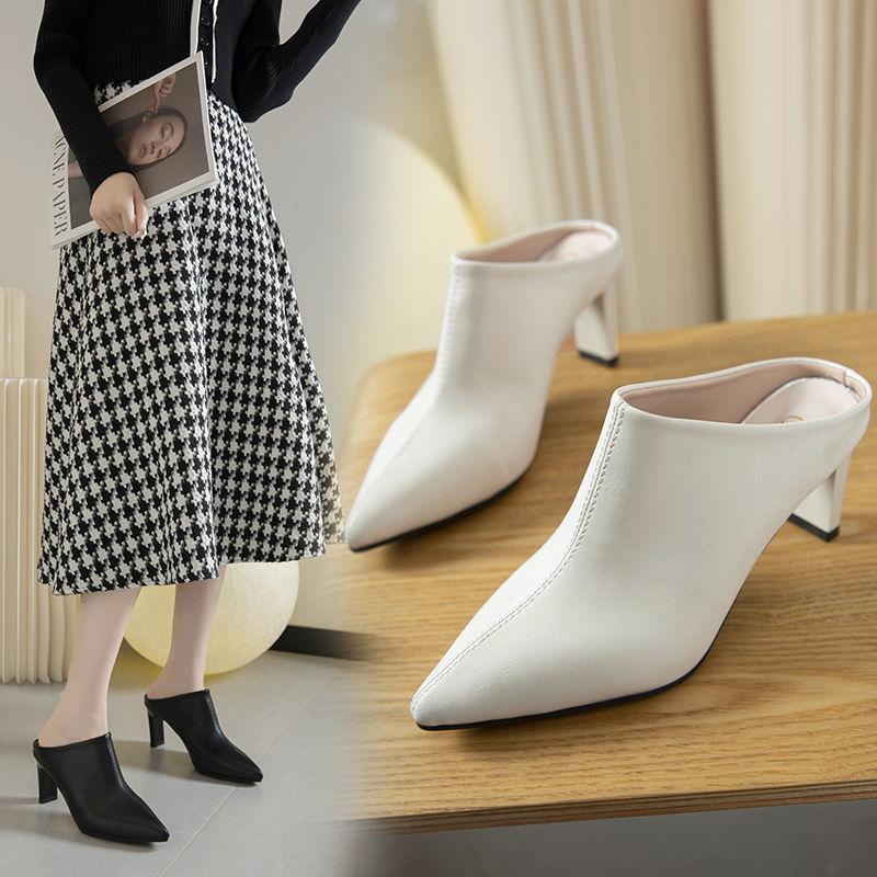 Product Introduction of Dép Lê Nửa, Thời Trang Pháp Thanh Lịch, Phong Cách Mùa Hè, Mũi Nhọn, Có Thể Đeo Ngoài Trời, Dép Giày Cao gót, Dành Cho Nữ, Hàng Mới Về Năm 2024, Bó Sát, 2023 2
