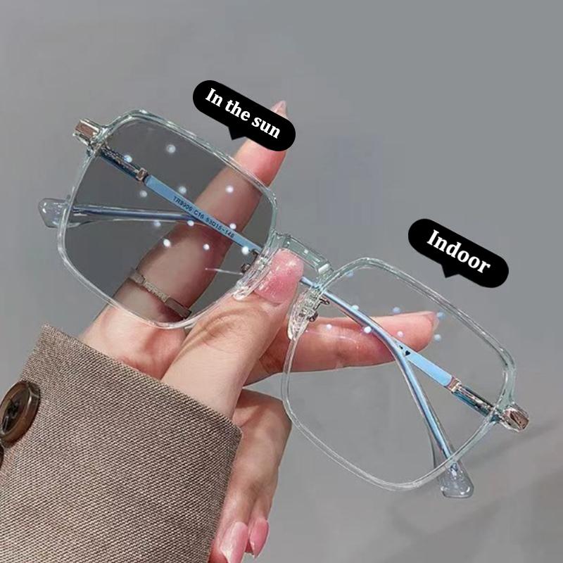 Product Introduction of Kính Đổi Màu, Hàng Mới Về, Kính Chống Xanh Dương, Dành Cho Nam Và Nữ, Kính Mắt Đổi Màu, Kính Râm Chống Tia UV, Gọng Trong Suốt Hình Vuông, Kính Mắt 9