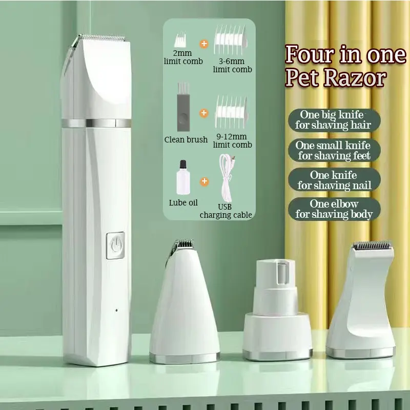 New Upgrade 4 In1 Pet Shaver Cat Hair Removal Electric Clipper Sole Hair Cutting Artifact Rechargeable Electric Clipper，USB charging，Exquisite gift box design.