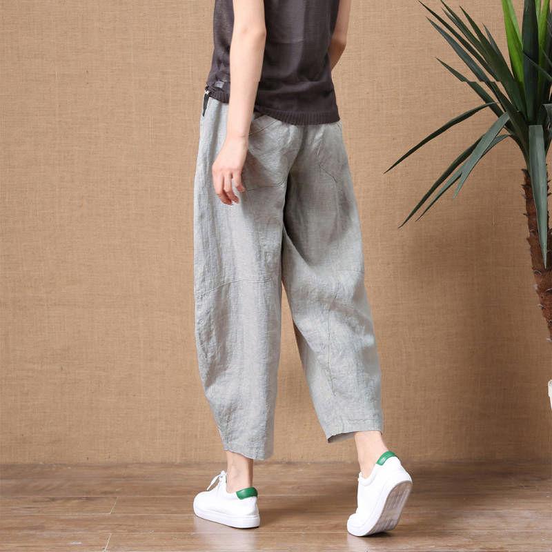 Quần Ống Rộng, Cỡ Nhỏ Và Cỡ Lớn, Dành Cho Nam Và Nữ, Chất Liệu Vải Lanh Và Cotton, Dáng Rộng Vừa Vặn, Dễ Phối Đồ, Dài Đến Mắt Cá Chân, Quần Thường Ngày Thích Hợp Mặc Ngoài Trời, Hàng Mới Về Mùa Hè 2024 Menswear Pants 5