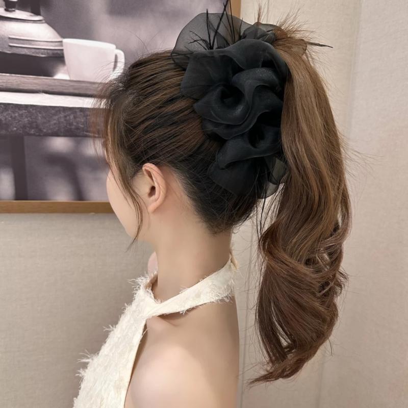 Kẹp Lưới Bong Bóng Đám Mây, Nữ, Cao Cấp, Kẹp Cá Mập Lông Vũ Lớn, cài tóc Kẹp Tóc, Hàng Mới Về 2024 Women 3