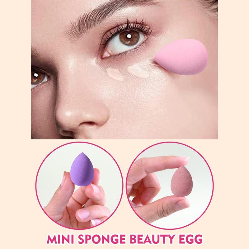 15pcs Mini Makeup Sponges & 15pcs Thumb Powder Puffes, Soft Makeup Puffs for Contour Blending & Facial Detailing, Versatile Face Makeup Tool Set with Storage Case 5