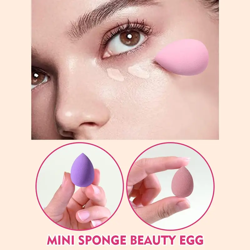 15pcs Mini Makeup Sponges & 15pcs Thumb Powder Puffes, Soft Makeup Puffs for Contour Blending & Facial Detailing, Versatile Face Makeup Tool Set with Storage Case 5