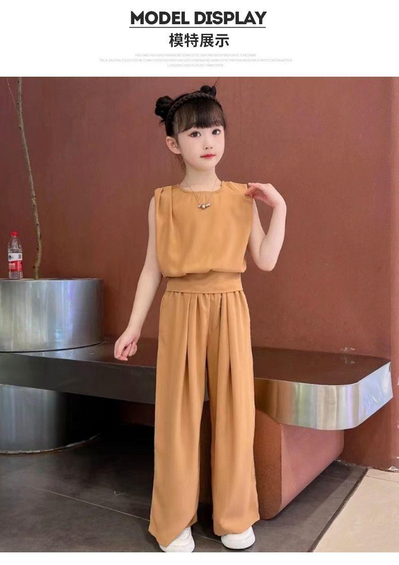 Product Introduction of Bộ Đồ Voan Mùa Hè Cho Bé Gái, Phong Cách Phương Tây Mới, Dành Cho Trẻ Em Trung Bình Và Lớn, Chất Liệu Lụa Lạnh Buộc Dây, Bộ Mỏng Thường Ngày, Năm 2024 8