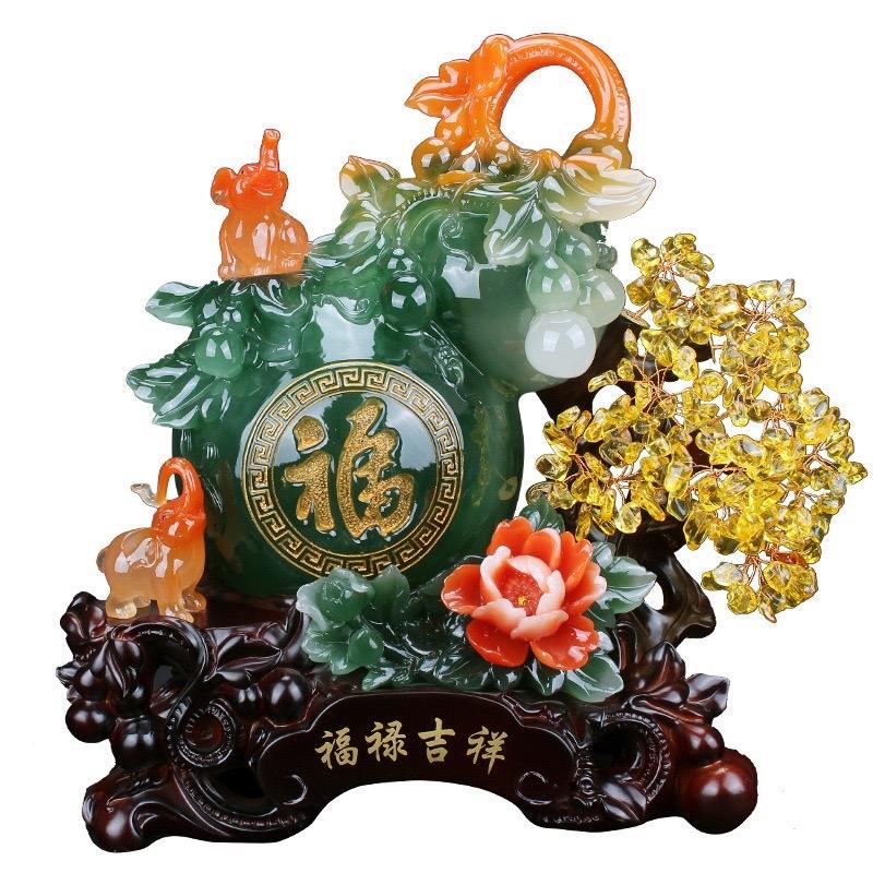 Tượng Hồ Lô-Cây Kim Tiền Tài Lộc-Hoa Mẫu Đơn-Tỳ Hưu-Thiềm Thừ Phong Thuỷ Rước Tài Lộc Decor Phòng Trang Trí Nhà 3