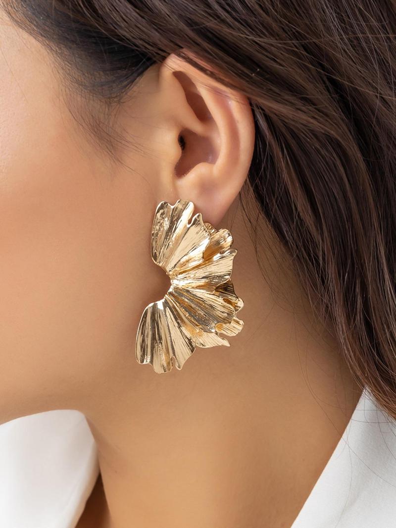 Product Introduction of Boho Style Texture Metal Design Stud Earrings, Fashion Stud Earrings for Party, Daily Decor, Trendy All-match Vintage Jewelry for Birthday Gift, Gifts for Her 2